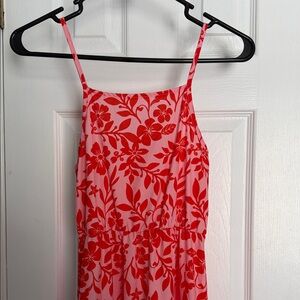 SHEIN Red and Pink Floral Kids Casual Dress